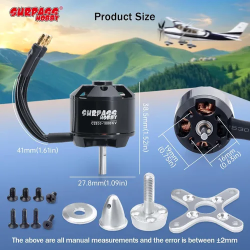 Vista 7 de Surpass C2830 1000KV Motor sin escobillas para aviones RC Ala fija