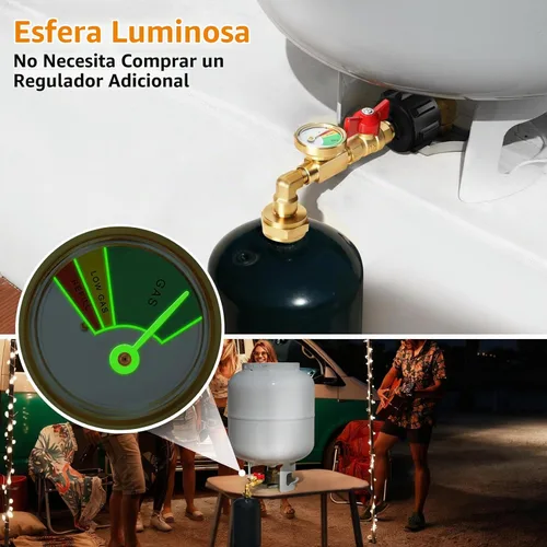 Vista 5 de GasSaf Adaptador de recarga de propano, convertidor de 20 libras a 1 libra con válvula de calibre adecuado para parrillas Weber Q Series
