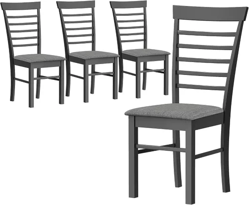 Vista 11 de HOMCOM Juego de 2 sillas de comedor de madera tapizadas, negro y gris