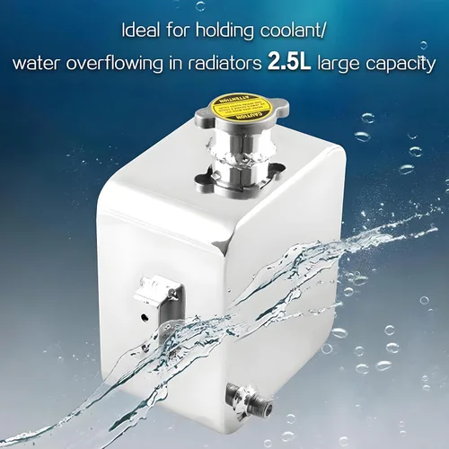 Vista 2 de RYANSTAR Universal 2.5L Depósito de agua refrigerante universal de expansión y desbordamiento, kit completo de cabezal de aluminio de aleación