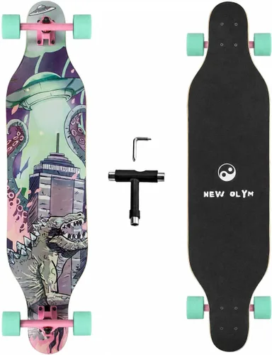 Vista 8 de Patineta Longboard de 41 Pulgadas, 8 Capas de Arce Canadiense, Longboards de Caída Libre para Jóvenes y Principiantes