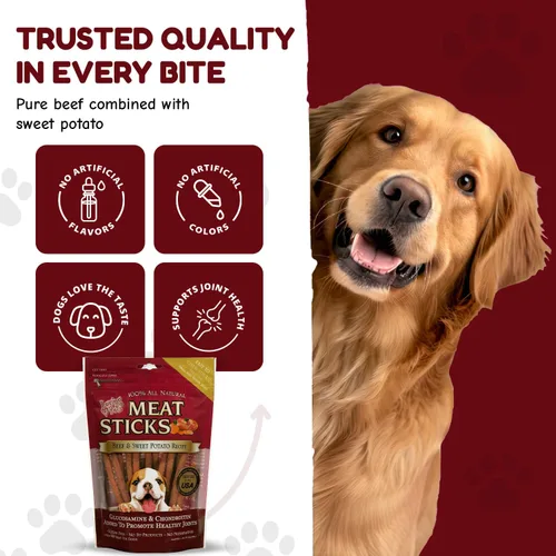 Vista 2 de Loving Pets Palitos de carne gourmet - Receta de batata y ternera, golosinas para perros, 5 onzas