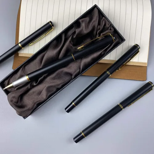 Vista 5 de Ancolo Bolígrafos con logotipo personalizado, bolígrafo de bola rodante, hermosos bolígrafos de escritura suave, repuesto de tinta negra, grabado