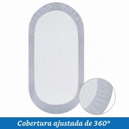 Vista 2 de Funda de colchón de moisés para colchón de reloj de arena/moisés ovalado, protector de colchón impermeable acolchado para moisés (32 x 17 pulgadas)