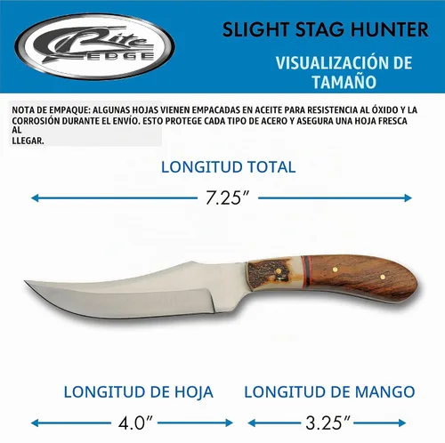Vista 3 de SZCO - Cuchillo de caza de espiga completa de 7.25 pulgadas, cuchillo de campamento con mango de madera/ciervo, hoja y funda de acero inoxidable
