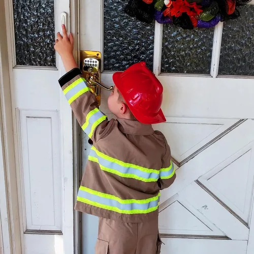Vista 5 de Totalmente involucrado costura bombero personalizado bronceado chaqueta niño