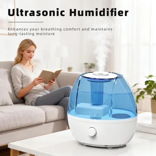 Vista 2 de Humidificador ultrasónico de niebla fría KVM, humidificadores de aire silenciosos para dormitorio, guardería, oficina y plantas