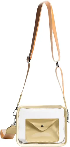 Vista 10 de Mini bolso cruzado transparente con monedero para mujer, aprobado por estadios, bolsa cuadrada de hombro Negro