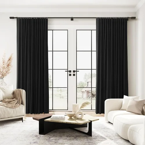 Vista 6 de Cortinas 100% opacas de 96 pulgadas de largo para sala de estar, dormitorio, verano, aislamiento térmico, lino sintético, cortinas opacas de techo a