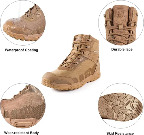 Vista 3 de FREE SOLDIER Men's Waterproof Hiking Boots Lightweight Work Boots Military Tactical Boots Durable Combat Boots
