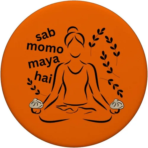 Vista 3 de Paz Amor Yoga Momo Comida Pun Meditación Hindi Divertido PopSockets Estándar PopGrip