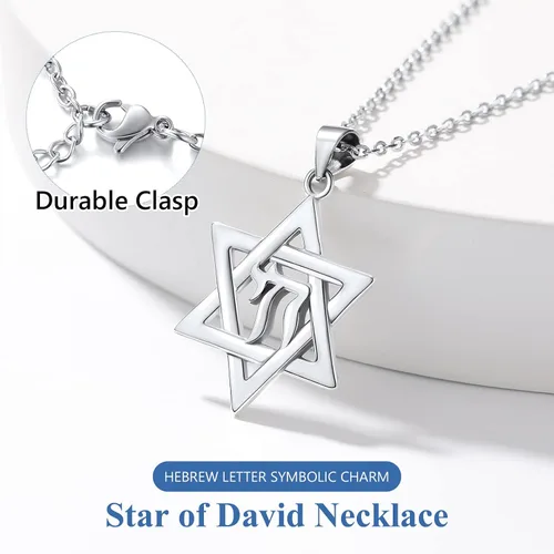 Vista 3 de Silvora Collar hebreo personalizado con colgante judío de plata de ley para mujer con embalaje delicado