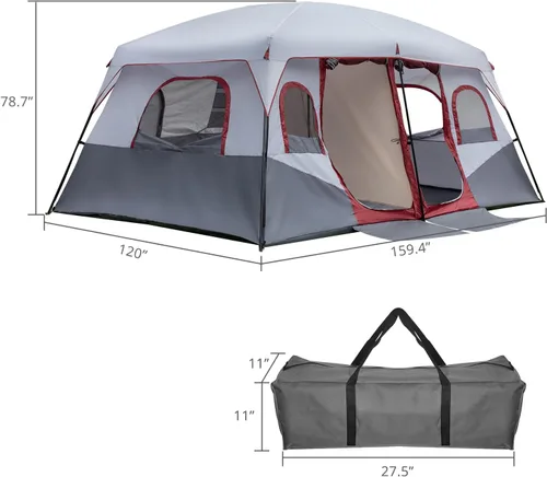 Vista 6 de Ochine Tienda de campaña para 4/10 personas, tiendas de campaña para campamento familiar, tienda de campaña plegable para mochileros al aire libre