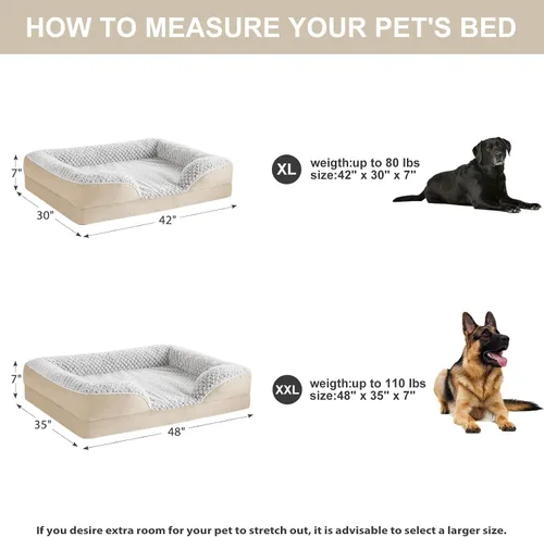 Vista 6 de LEXTRO Cama ortopédica para perros extra grandes, cama de espuma para perros extra grandes, equipada con funda de almohada extraíble impermeable