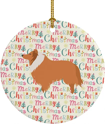 Vista 63 de Caroline's Treasures Affenpinscher - Adorno de cerámica con texto en inglés "Merry Christmas", multicolor para colgar en el árbol de Navidad