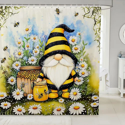 Vista 11 de Butterfly Shower Curtain Bohemian Bathroom Shower Curtain Set for Kids Adult Sun Moon Bath Curtain Yellow Butterfly Waterproof Curtains Room Decor