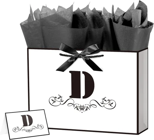 Vista 19 de ysmile Bolsa de regalo de letras con papel de envoltura para hombres, mujeres, niños y niñas, bolsa de papel grande de 16 pulgadas, color blanco