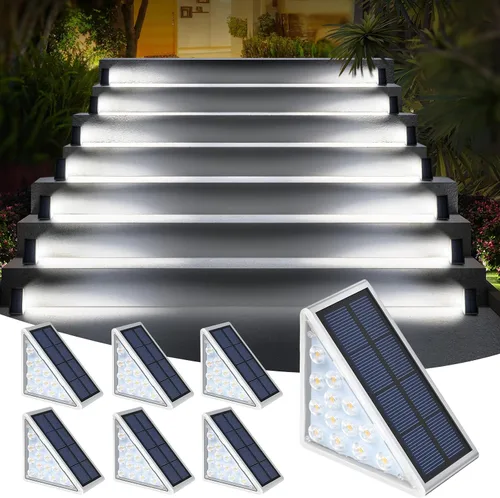 Vista 12 de AUDLES Luces LED Solares para Escalones Impermeables Luces para Escaleras Exteriores, Luz Solar para Terraza Decoración Exterior IP67 Luz