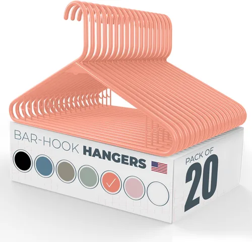 Vista 29 de Perchas de plástico de 15 unidades – Hechas en EE.UU. – Capacidad de 2.7 kg, perchas estándar de ropa con ganchos de correa para vestidos, lencería