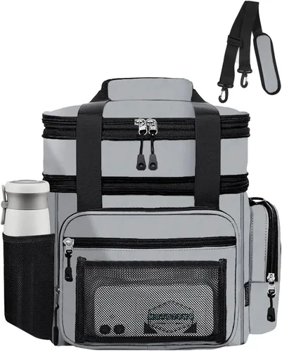 Vista 7 de Lonchera ampliable, bolsa enfriadora – Bolsa de almuerzo aislada resistente para hombres y mujeres – Lonchera grande para adultos para el trabajo