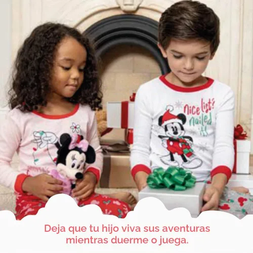 Vista 2 de Disney Conjunto de pijama de algodón a juego de 2 piezas de Minnie Mouse para niña, ajuste cómodo, suave y lindo para niñas