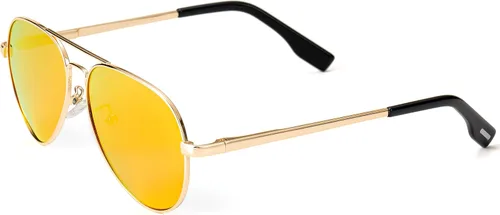 Vista 4 de Lentes de sol polarizados estilo aviador para mujeres y hombres, montura de metal clásica, lentes de sol, 100% protección UV 400, 2.283 in
