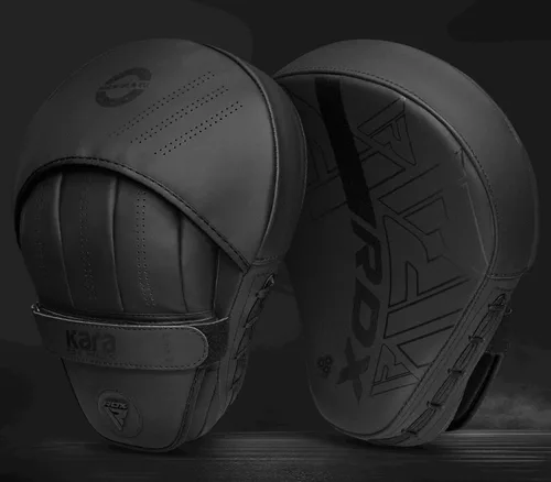 Vista 9 de RDX Almohadillas de boxeo Curvadas Focus Mits, Maya Hide Leather Kara Hook and jab Training Pads, correa ajustable ventilada, MMA Muay Thai