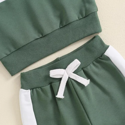 Vista 24 de Conjunto de sudadera de manga larga con cuello redondo y pantalones deportivos para bebés, ropa de invierno para bebé