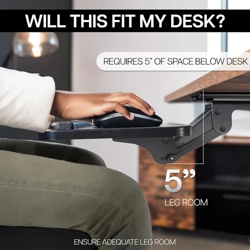 Vista 6 de Vivo (Mount-KB03B) - Plataforma para mouse y teclado de computadora ajustable, ergonómica, para utilizar debajo del escritorio, de montaje bajo