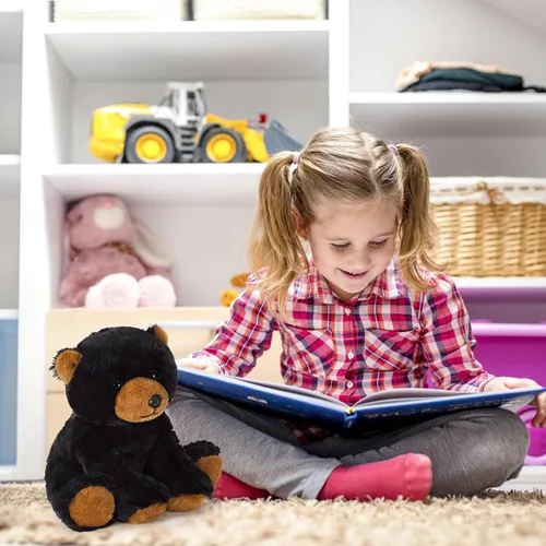 Vista 5 de Ditucu Peluche de oso negro de 8 pulgadas, lindos juguetes de peluche realistas, ultra suaves, regalos para niños