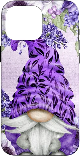 Vista 19 de Funda estética para iPhone 16 con diseño de anémonas de gnomo morado y lavanda