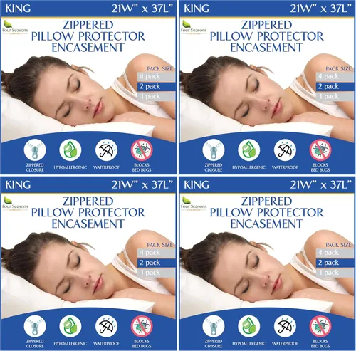 Vista 17 de Four Seasons Essentials Standard Pillow Protectors (Set of 2) – Zippered Waterproof Pillow Covers Hypoallergenic Dust Proof Pillowcase Encasement