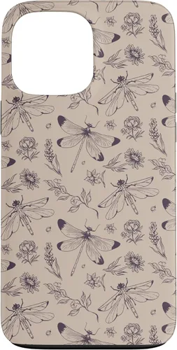 Vista 24 de Vintage Dragonfly Tan Sand Beige Wildflower Floral Flower Case for iPhone 16