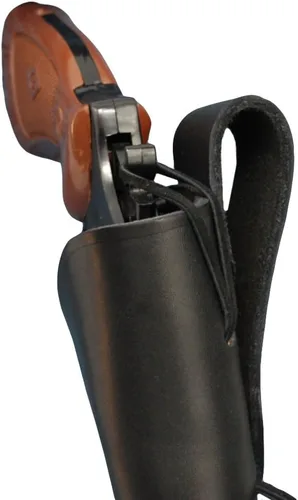 Vista 3 de New Barsony - Funda de piel negra para revólveres de 6 pulgadas