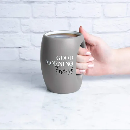 Vista 5 de Pavilion - Taza de café con texto en inglés "Good Morning Friend", color gris