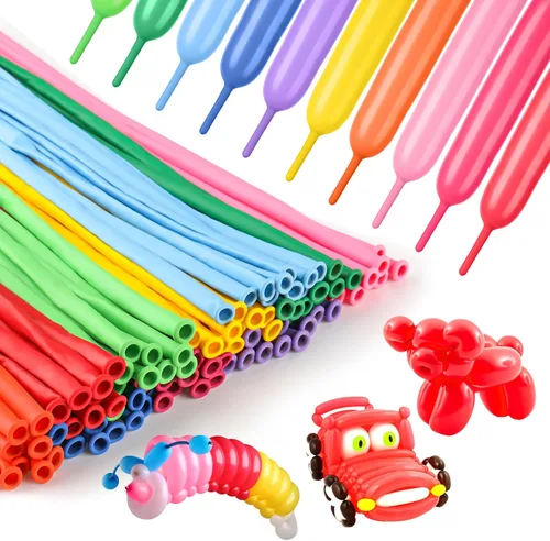Vista 9 de 100 unidades de 260 globos negros largos para guirnalda de globos, engrosados, de látex delgado, para modelar animales, torsión, Halloween, Navidad