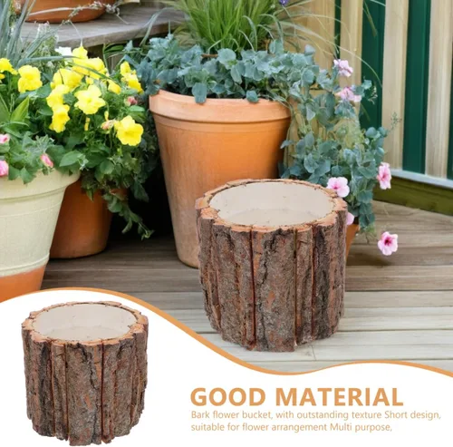 Vista 5 de DOITOOL Maceta de troncos de troncos de madera, maceta rústica de corteza para centros de mesa, bodas, fiestas, hogar, oficina, balcón, decoración