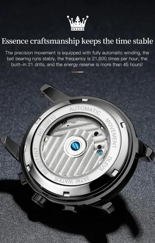 Vista 17 de OLEVS Relojes automáticos para hombre, oro de lujo, vestido de diamantes de cuerda automática, esqueleto mecánico, Tourbillon, reloj de pulsera