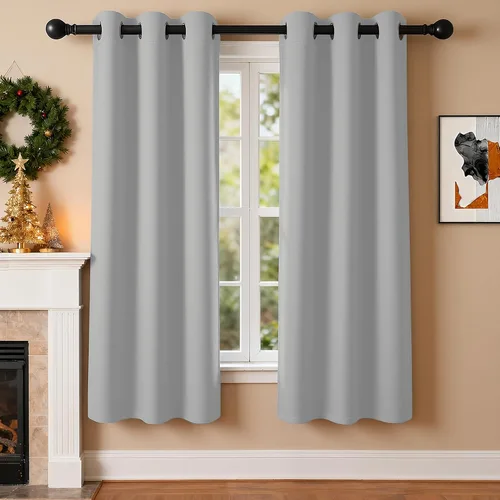 Vista 26 de Cortinas de oscurecimiento de habitación de 45 pulgadas de largo para dormitorio y sala de estar, cortinas térmicas aislantes con ojales