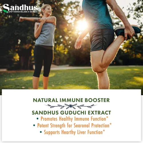 Vista 4 de Sandhu's Guduchi (Tinospora Cordifolia) Giloy 100 cápsulas vegetarianas de apoyo inmunológico 1000mg por porción