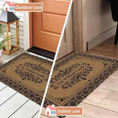 Vista 6 de Felpudo de bienvenida personalizado con texto, tapetes personalizados para puerta delantera, tapete de puerta de bienvenida vintage personalizado