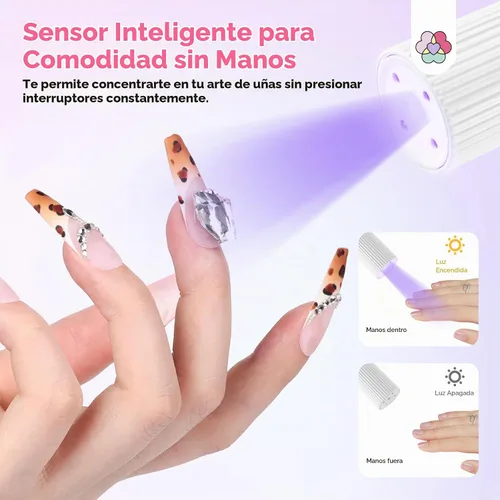 Vista 2 de SAVILAND Lámpara de uñas inteligente con sensor UV Essentials: Luz UV de cuello de ganso de 12W para uñas de gel, 3S de curado por flash, luz UV