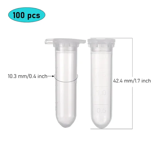 Vista 6 de Ampolletas de plástico de 2 ml, tubos de muestra, almacenamiento de líquido, frasquitos de perfume. 100 unidades Clear, Plastic Small Vials with