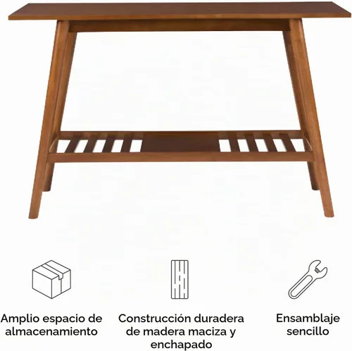 Vista 8 de Linon Melissa Mid-Century - Mesa consola moderna de nogal