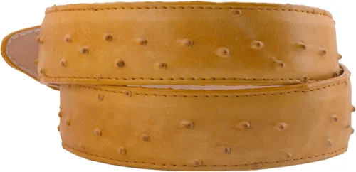 Vista 2 de Mens Buttecrup Ostrich Quill Print Leather Western Cowboy Belt Rodeo Buckle