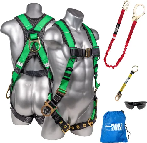 Vista 17 de Palmer Safety Kit de arnés de seguridad para protección contra caídas I Arnés de construcción + varios cordones + extensor de anillo en D