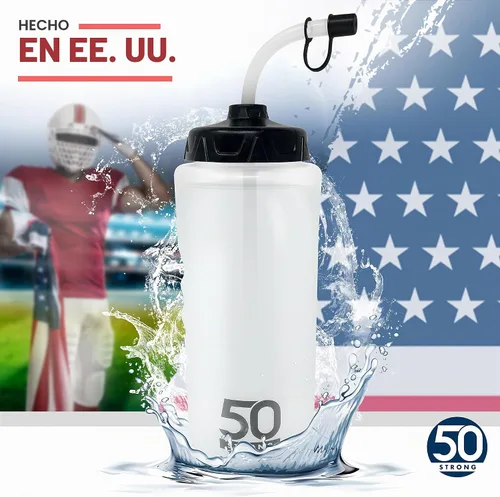 Vista 5 de 50 Strong Botella de agua de hockey y lacrosse con pajita, 1 litro
