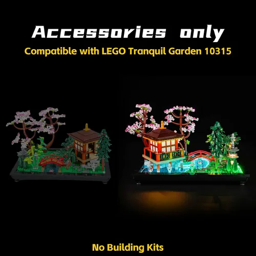 Vista 4 de BrickBling Kit de luces LED compatible con el set de construcción Lego Tranquil Garden 10315 (solo luces), iluminación creativa para Lego Zen Garden