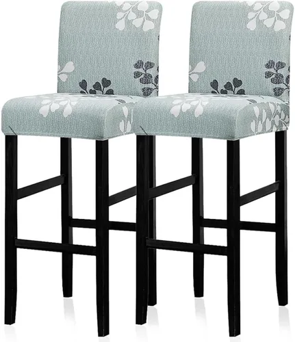Vista 36 de Lellen Juego de 2 fundas para taburetes de bar, fundas jacquard para taburetes de bar, fundas deslizables elásticas para taburetes de bar