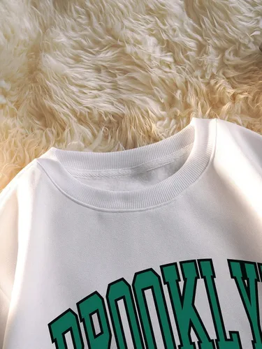 Vista 3 de SHENHE Sudadera de manga larga con cuello redondo y letras gráficas de gran tamaño para hombre